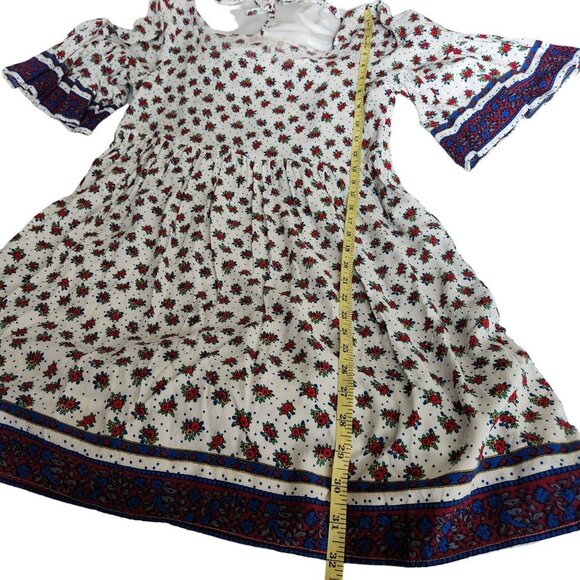 Altar'd State Women's XS Dress Floral White‎ Blue Flowy Statement Sleeves Boho - Picture 9 of 12